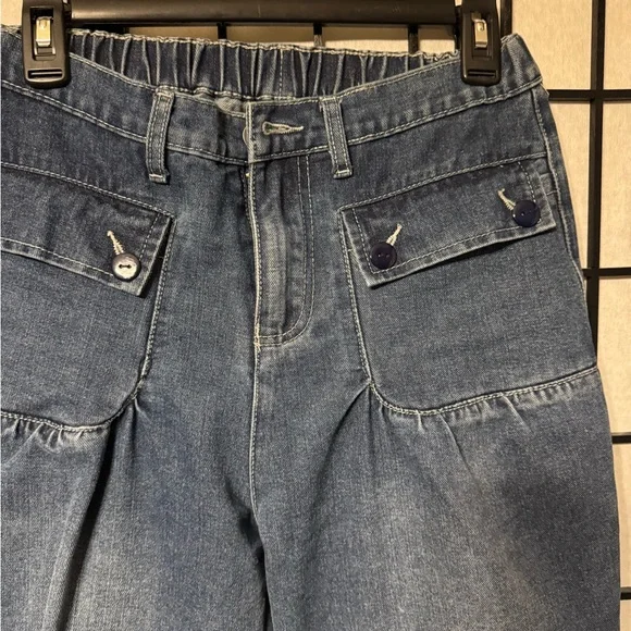 Blue High-Waist Relaxed Jeans for Women With Tie Ankles - Picture 5 of 8